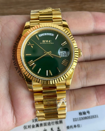 Green Dial Gold Presidents Watch